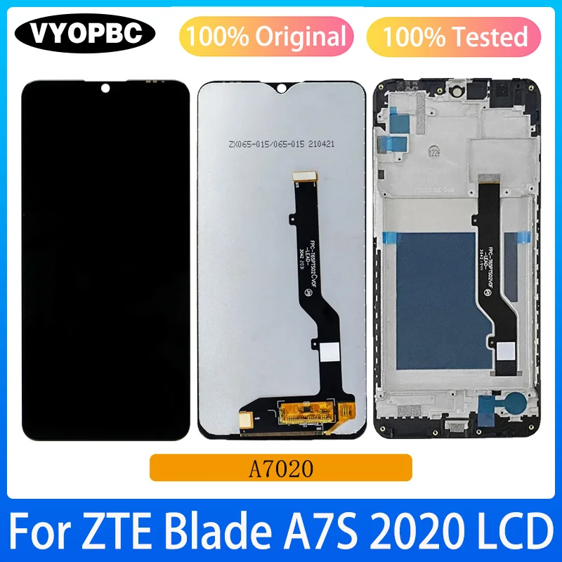 Оригинальный ЖК-дисплей с рамкой для ZTE A7S 2020, панель, дигитайзер, сборка, ремонт, Запасные части, сенсорный экран A7020
