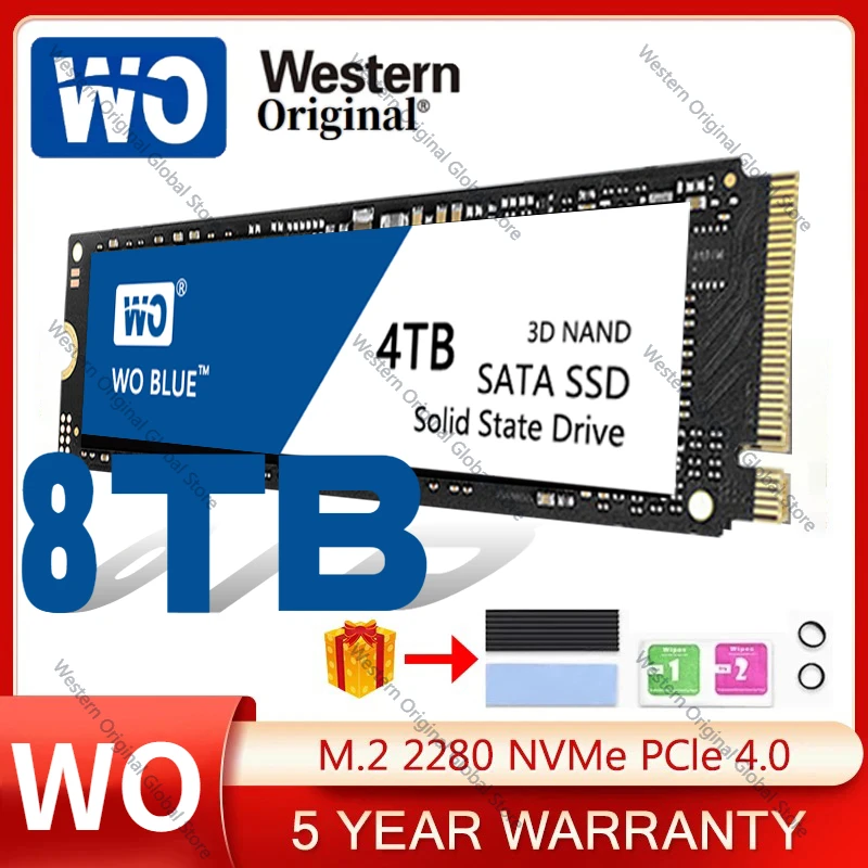 Western Original WO Blue SATA SSD 2TB M.2 NVME 2280 1TB 500GB 4TB 8TB Внутренний Твердотельный Накопитель Для Ноутбуков ПК