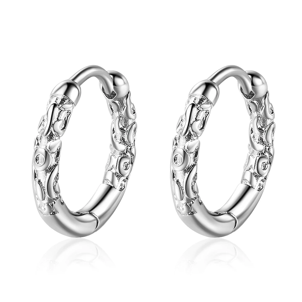 Геометрические Серьги-кольца с цветочной гравировкой из черного металла Для женщин, Корейская бижутерия, Подарки SD2170
