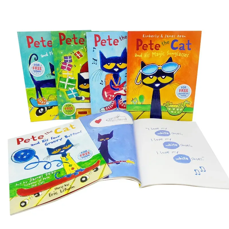 6 Книг / Набор I Can Read Pete The Cat Детский Классический Сборник рассказов Для детей Раннего возраста Английские рассказы Большой размер 28 * 21,6 см