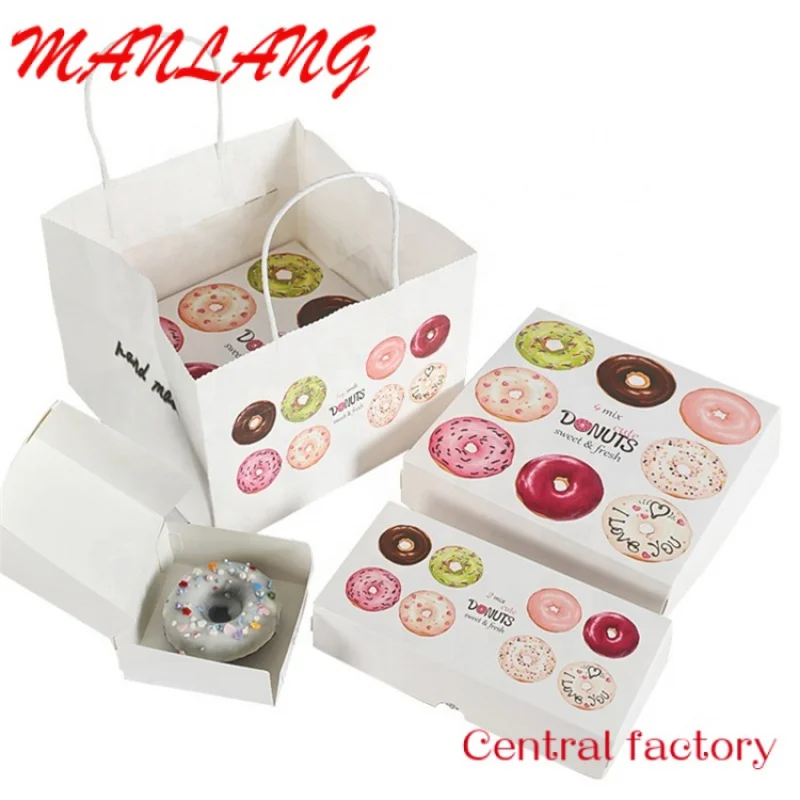 Пакеты для упаковки пончиков из бумаги по индивидуальному заказу с вашим собственным логотипом