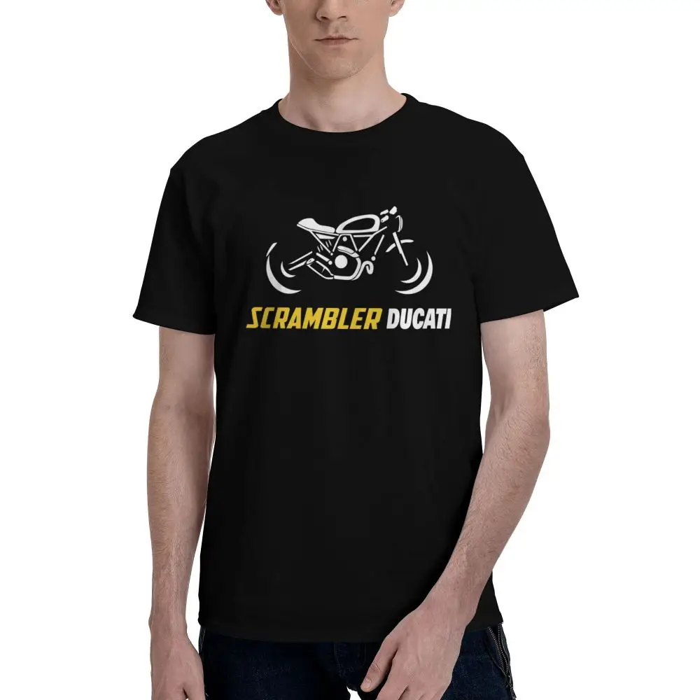 Ducati Scrambler Модная футболка из хлопка с принтом, мужская футболка, мужские топы, забавная футболка с коротким рукавом