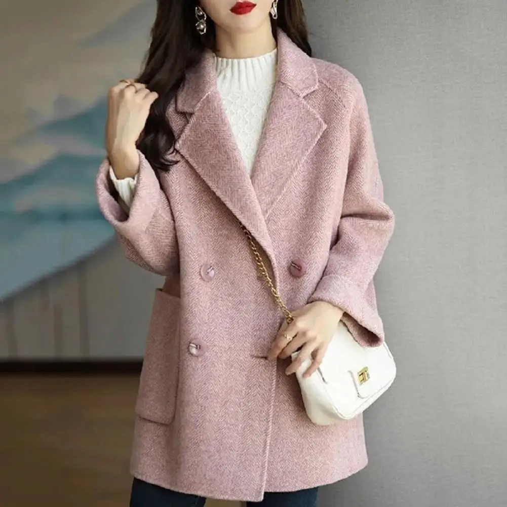 Женское пальто из полиэстера, женская верхняя одежда, элегантная женская шерстяная куртка средней длины, двубортная или однобортная для осени /зимы