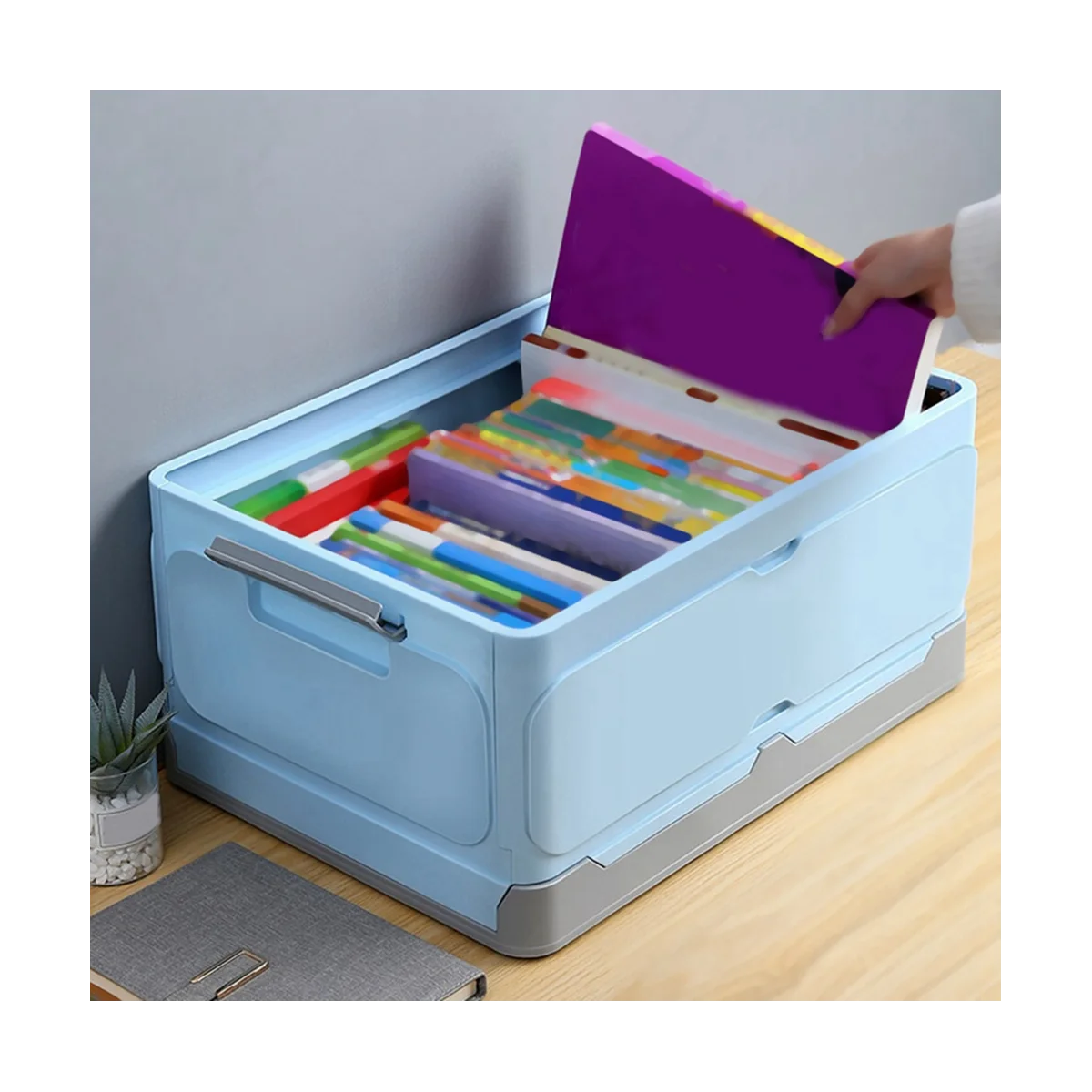 Складной Ящик для хранения Пластиковая Книга Вместимость Игрушек Портативный Автомобильный Ящик для хранения Органайзер для шкафа Штабелируемая Коробка