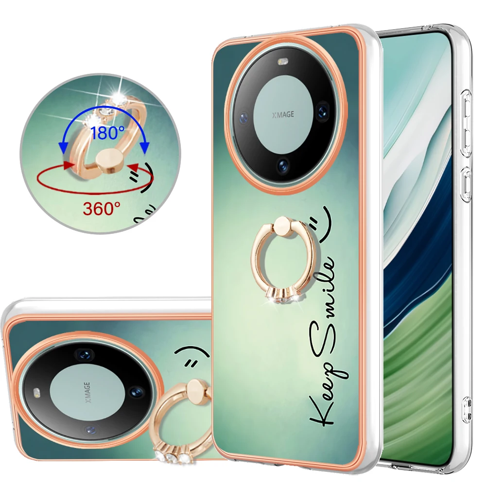 Роскошная Рамка С Покрытием IMD С Кольцом Чехол Для Huawei Mate 60 pro Honor X6A X7A X8A X8 X9A 90 Lite 5G Marble Art Bumper Cover capa