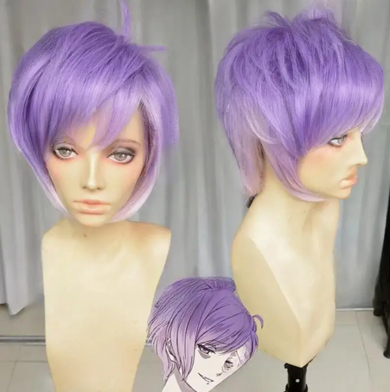 Бесплатная доставка, новый короткий термостойкий парик для косплея с фиолетовым градиентом Kanato