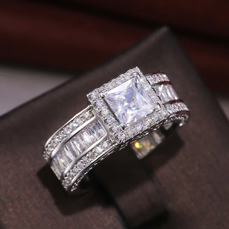 Изысканные модные обручальные кольца серебристого цвета для женщин, модные кольца с белыми камнями циркона, свадебные украшения для новобрачных на годовщину свадьбы