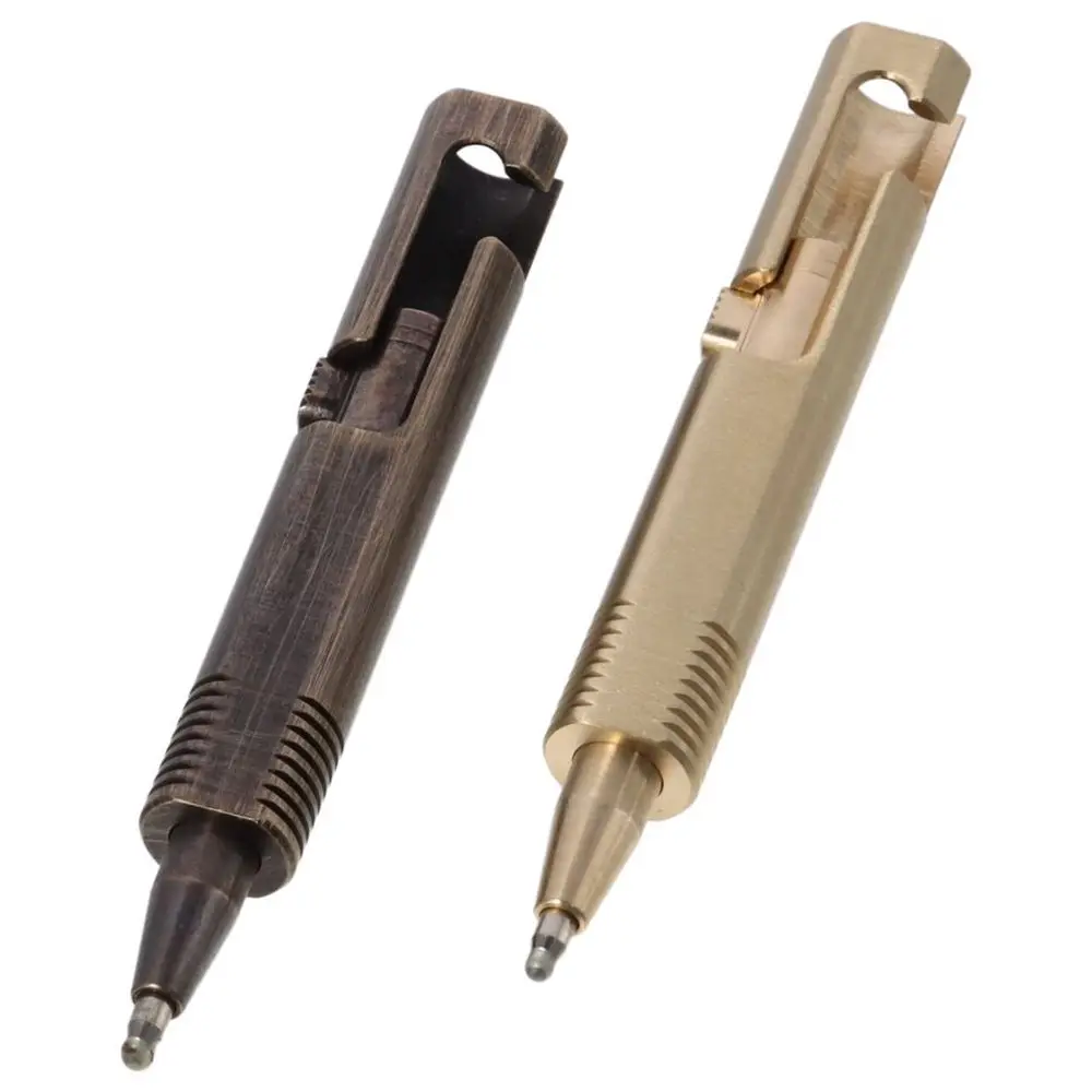 Выдвижная латунная ручка для ежедневного использования, мини-шариковая ручка многоразового использования, ручка для подписи