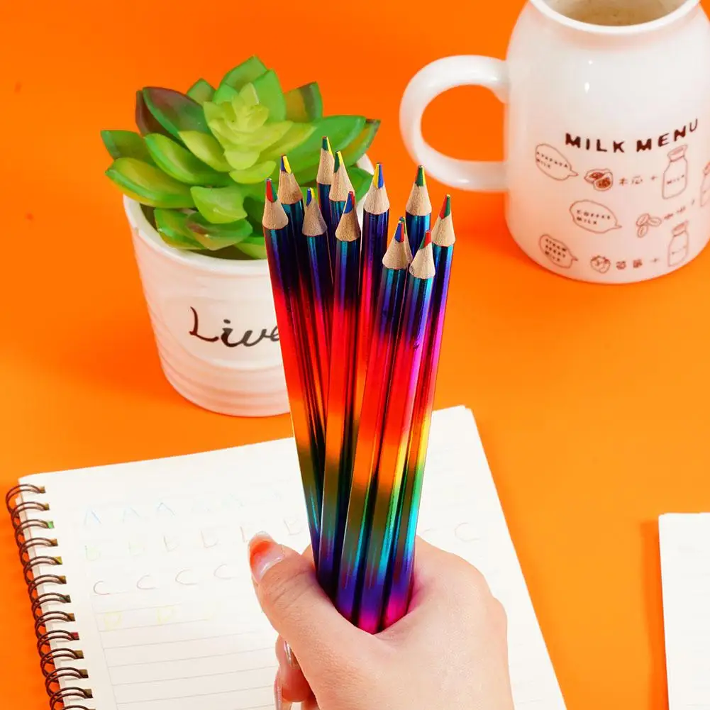 12шт Концентрический Радужный карандаш Для рисования Мелками Kawaii Цветной Набор Карандашей для детей Карандаши для рисования Школьных Цветов