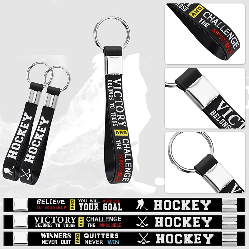 1 шт Хоккейные мотивационные спортивные брелки Хоккейный силиконовый браслет Брелок для ключей для женщин, мужчин, девочек, мальчиков, подарок ювелирных изделий