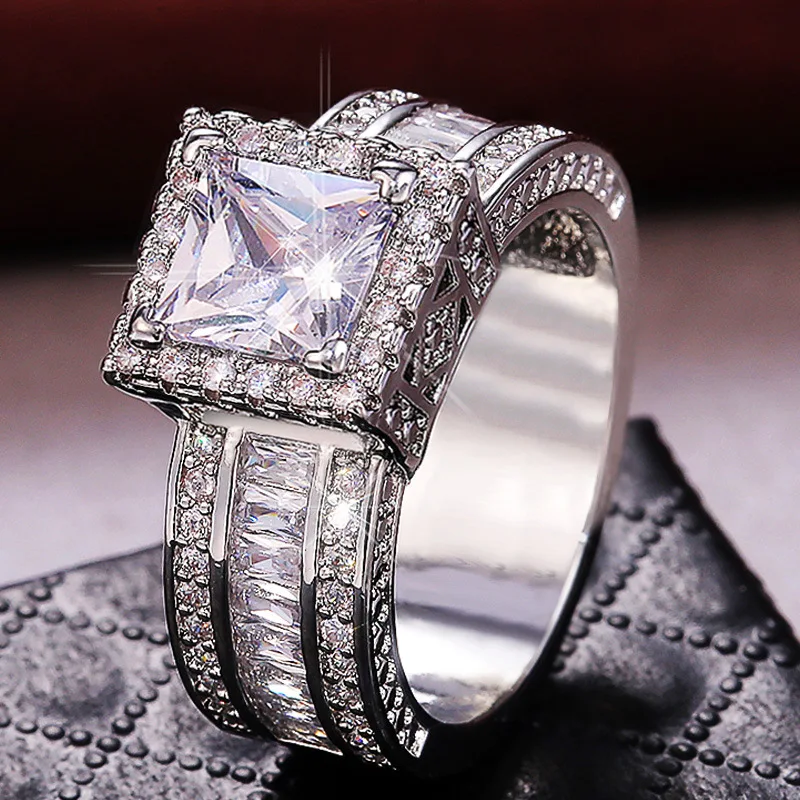 Изысканные модные обручальные кольца серебристого цвета для женщин, модные кольца с белыми камнями циркона, свадебные украшения для новобрачных на годовщину свадьбы