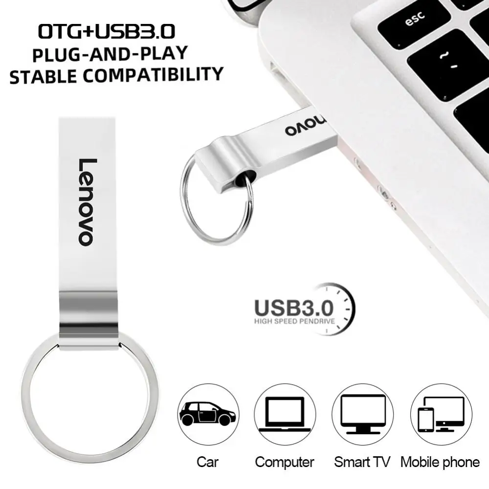 USB-флешки Lenovo объемом 2 ТБ, металлическая ручка объемом 1 ТБ 512 ГБ, высокоскоростной USB-накопитель объемом 128 ГБ, U-диск с подарком для ПК-ноутбука