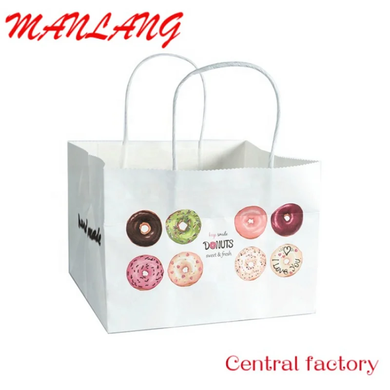 Пакеты для упаковки пончиков из бумаги по индивидуальному заказу с вашим собственным логотипом