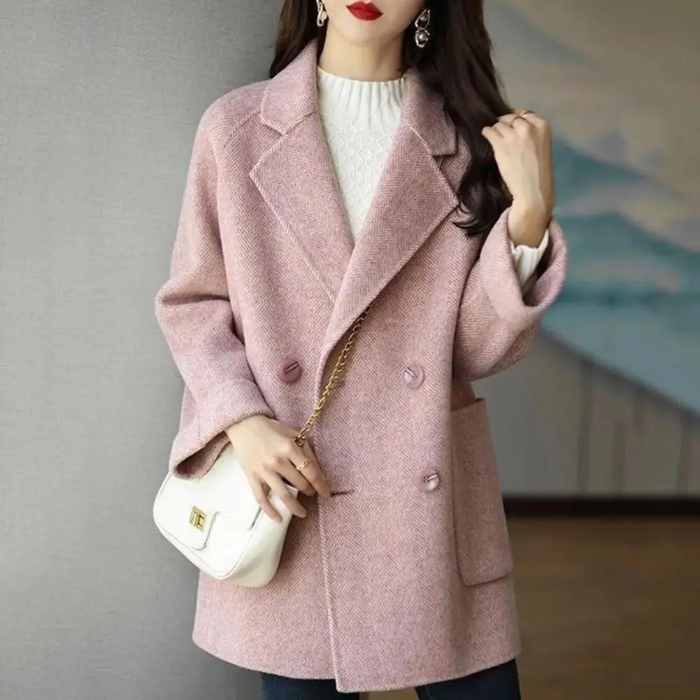 Женское пальто из полиэстера, женская верхняя одежда, элегантная женская шерстяная куртка средней длины, двубортная или однобортная для осени /зимы