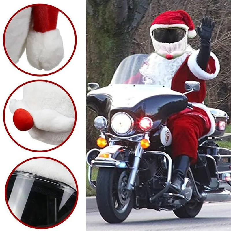 Плюшевый чехол для шлема Санта-Клауса, Рождественская шляпа для мотоциклетного шлема, Новогоднее украшение, Рождественские аксессуары для косплея.
