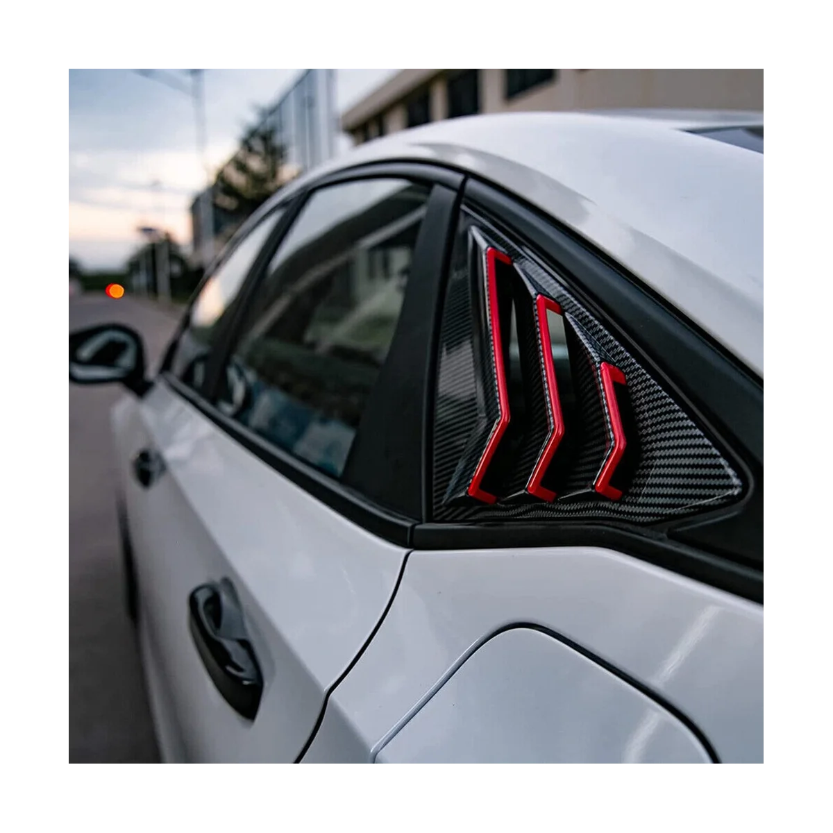 Для Honda Civic 2022 2023 Седан Задняя боковая вентиляционная решетка Четверти окна, жалюзи, крышка из углеродного волокна + красный