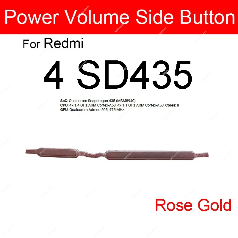 Боковая Кнопка Включения громкости Для Xiaomi Redmi 3 4A 4X 4 Prime Pro SD435 Клавиатура Включения/выключения Питания + Боковая Кнопка Переключения громкости Запасные Части