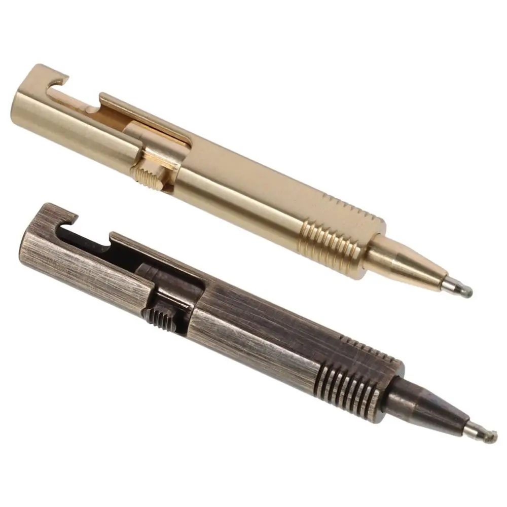 Выдвижная латунная ручка для ежедневного использования, мини-шариковая ручка многоразового использования, ручка для подписи