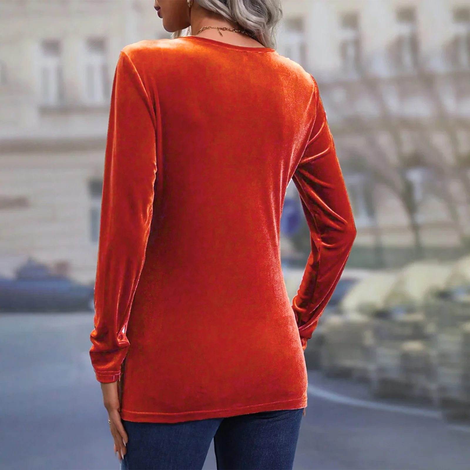 Женская винтажная тонкая футболка с длинным рукавом, круглым вырезом, скрученным разрезом, однотонные женские осенние топы, уличная одежда