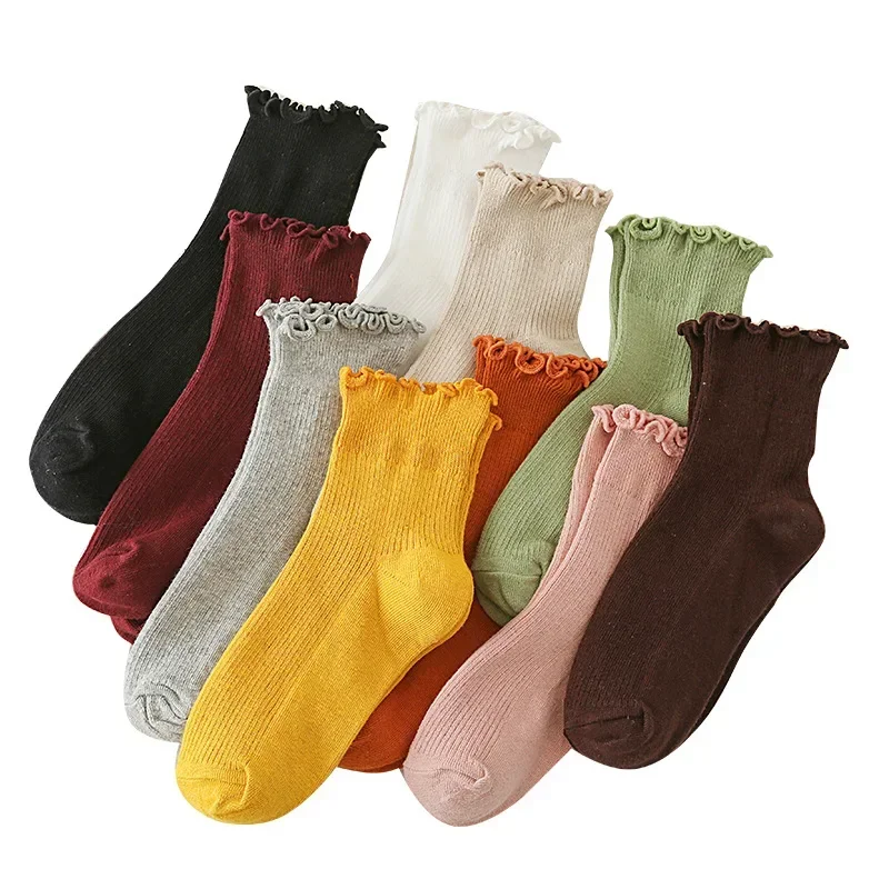Весенние и осенние женские носки Японские хлопчатобумажные носки с короткими ушками и кружевной трубкой 10 цветов хлопчатобумажные женские носки-лодочки Оптом