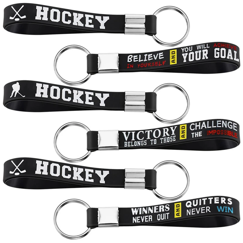 1 шт Хоккейные мотивационные спортивные брелки Хоккейный силиконовый браслет Брелок для ключей для женщин, мужчин, девочек, мальчиков, подарок ювелирных изделий