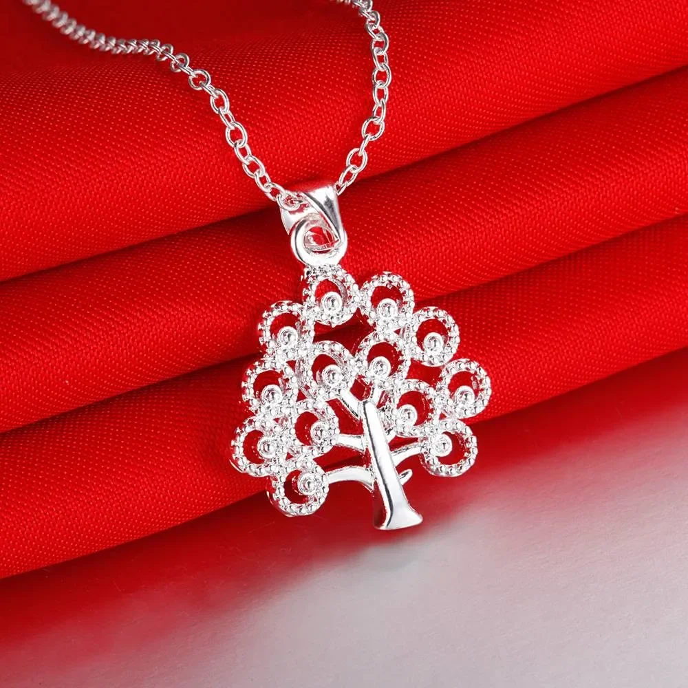 Стерлингового серебра 925 пробы Красивое дерево кулон ожерелья серьги ювелирные наборы для женщин Мода вечеринка свадьба обручальные подарки