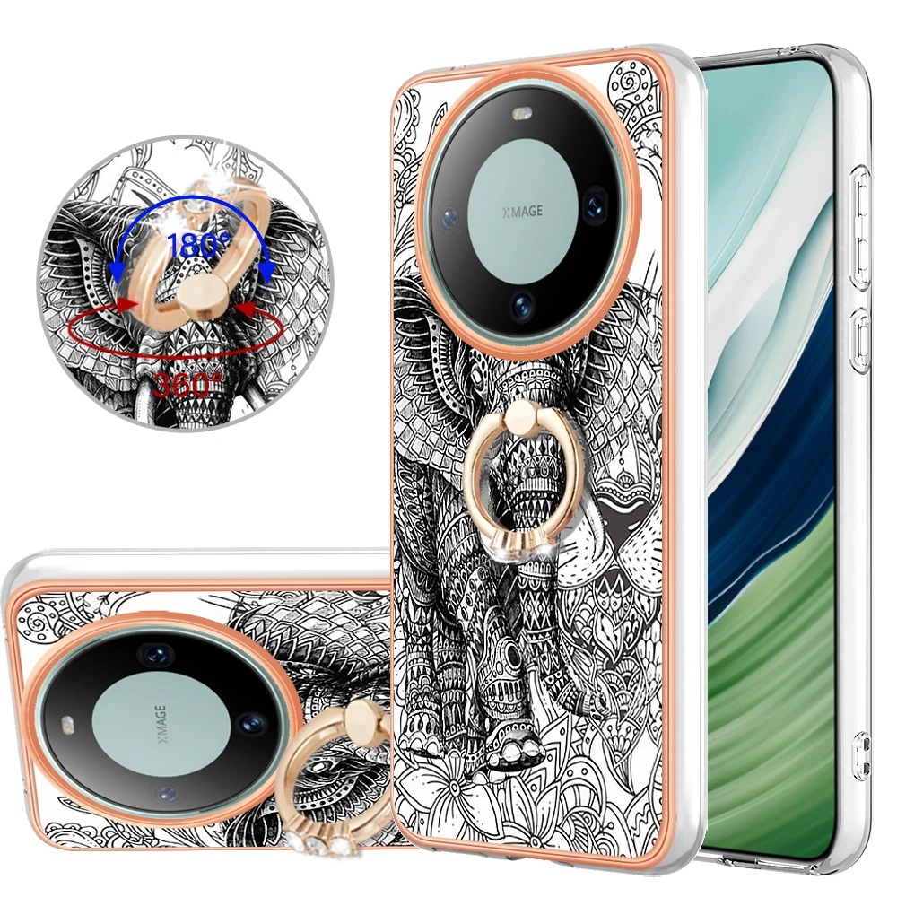 Роскошная Рамка С Покрытием IMD С Кольцом Чехол Для Huawei Mate 60 pro Honor X6A X7A X8A X8 X9A 90 Lite 5G Marble Art Bumper Cover capa