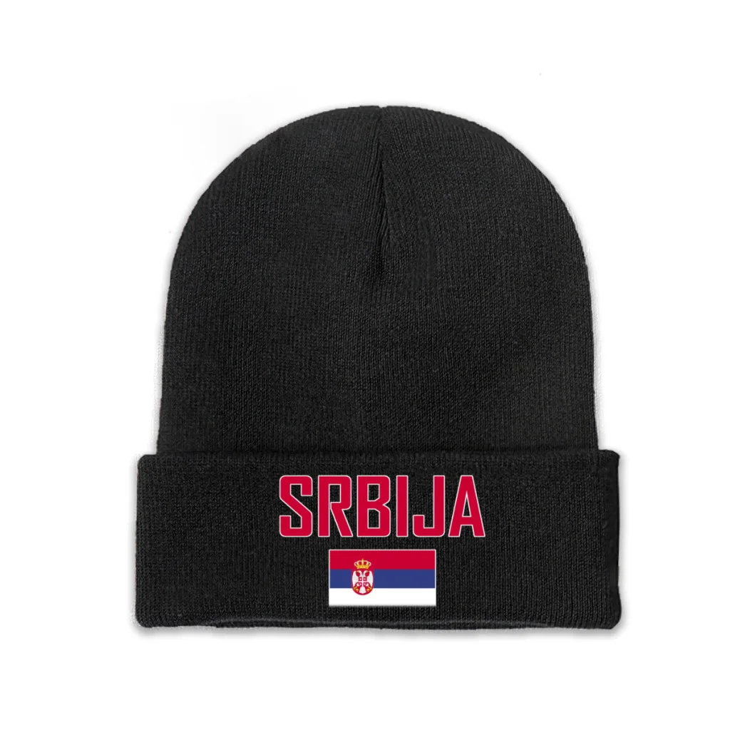Топ с принтом флага страны Сербия, Мужская Женская вязаная шапка Унисекс, Зимняя осенняя шапочка-бини, теплая шапочка