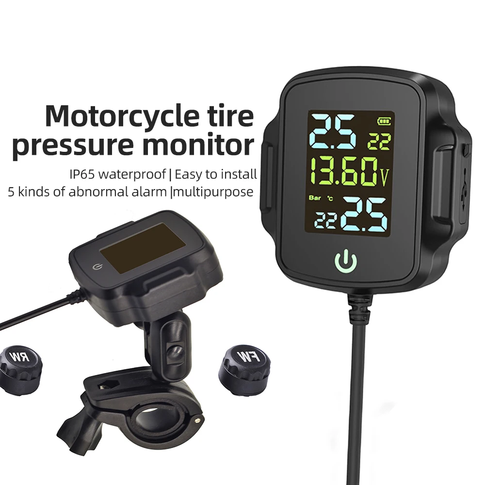 Монитор давления в автомобильных шинах Контроль давления с быстрой зарядкой Qc3.0 USB-выход Сигнализация температуры шин для мотоцикла