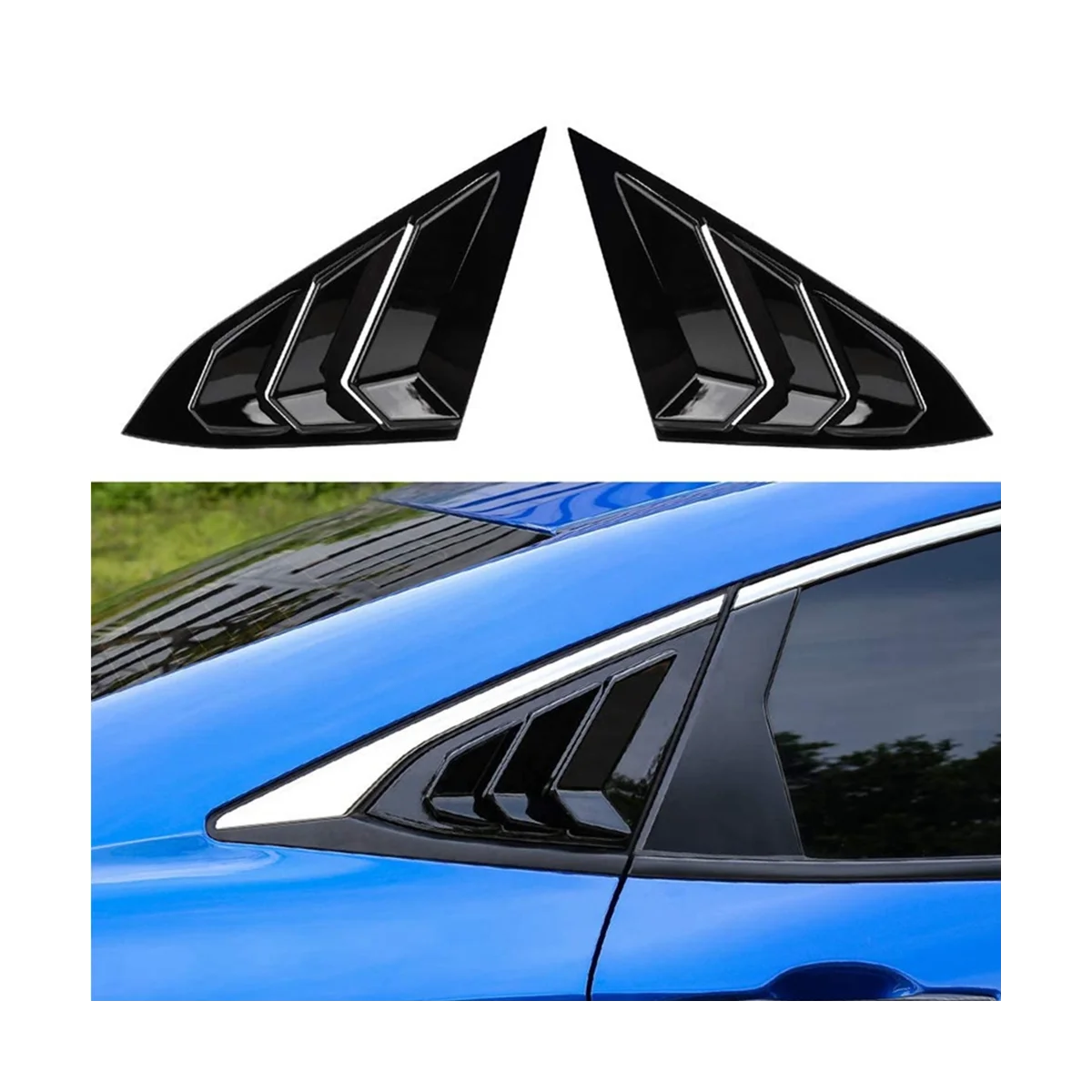 Для Honda Civic 2016-2021 Седан Задняя Боковая Вентиляционная Решетка На Четверть Окна, Жалюзи, Треугольные Аксессуары Для Отделки Окон