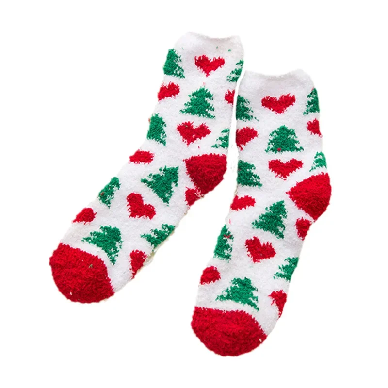 Осенние и зимние рождественские носки из кораллового бархата, женские наполовину бархатные домашние носки для сна с героями мультфильмов, носки на месяц
