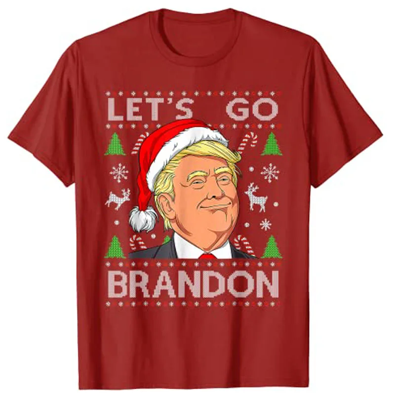 Забавный Let's Go с Брэндоном Трампом, Уродливый Рождественский Свитер, Праздничная Футболка, Одинаковые семейные Пижамы Для Рождественской семьи, Топы