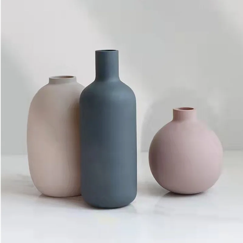 Набор из трех предметов в виде маленькой вазы Nordic Morandi, настольный круглый симпатичный керамический цветок, простое мягкое украшение для дома